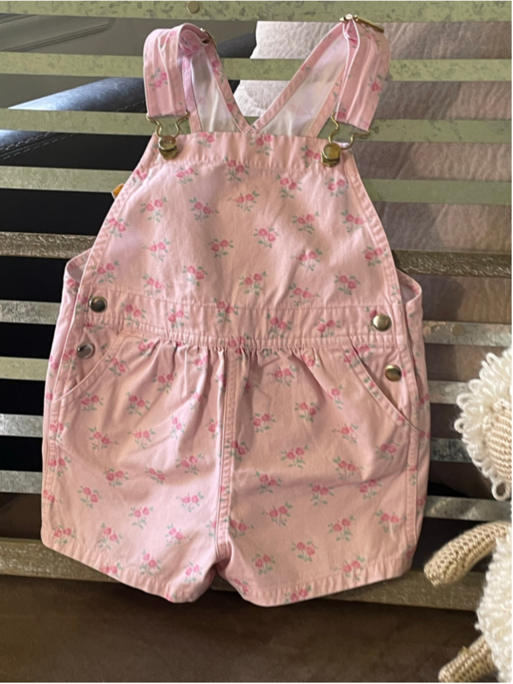 The Beaufort Bonnet Company Pink Floral Channing Choo Choo Shortalls Girls 5 - Picture 4 of 15